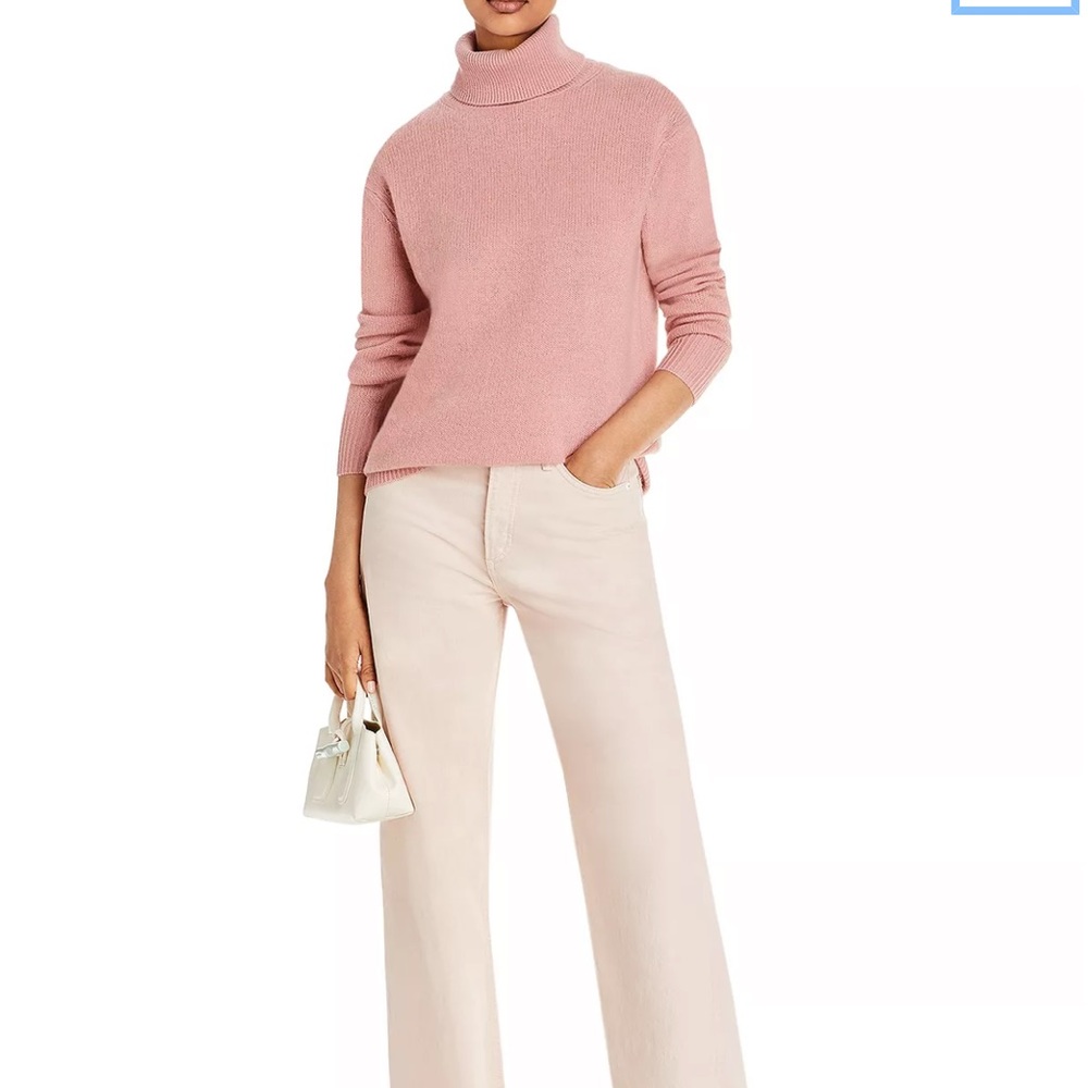 NEW C by Bloomingdale's 100% Cashmere Pink Turtleneck Tunic Sweater Size XS